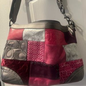 New without Tags Vintage Coach Patchwork Purse Pink & Grey